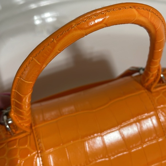 Balenciaga Small Hourglass Croc Embossed Leather Crossbody Top Handle Bag - Picture 9 of 11